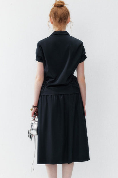 Pleated Shirt and Skirt Set