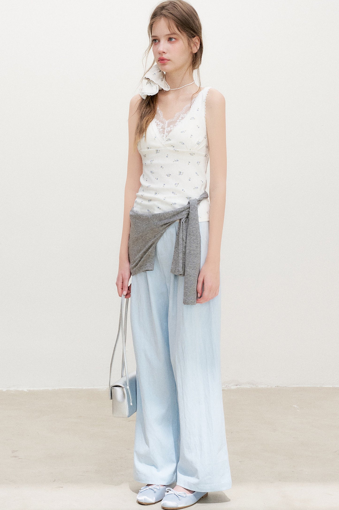 White Floral Lace V-Neck Top