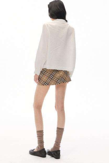 Long Sleeve White Shirt Skirt Set-Up