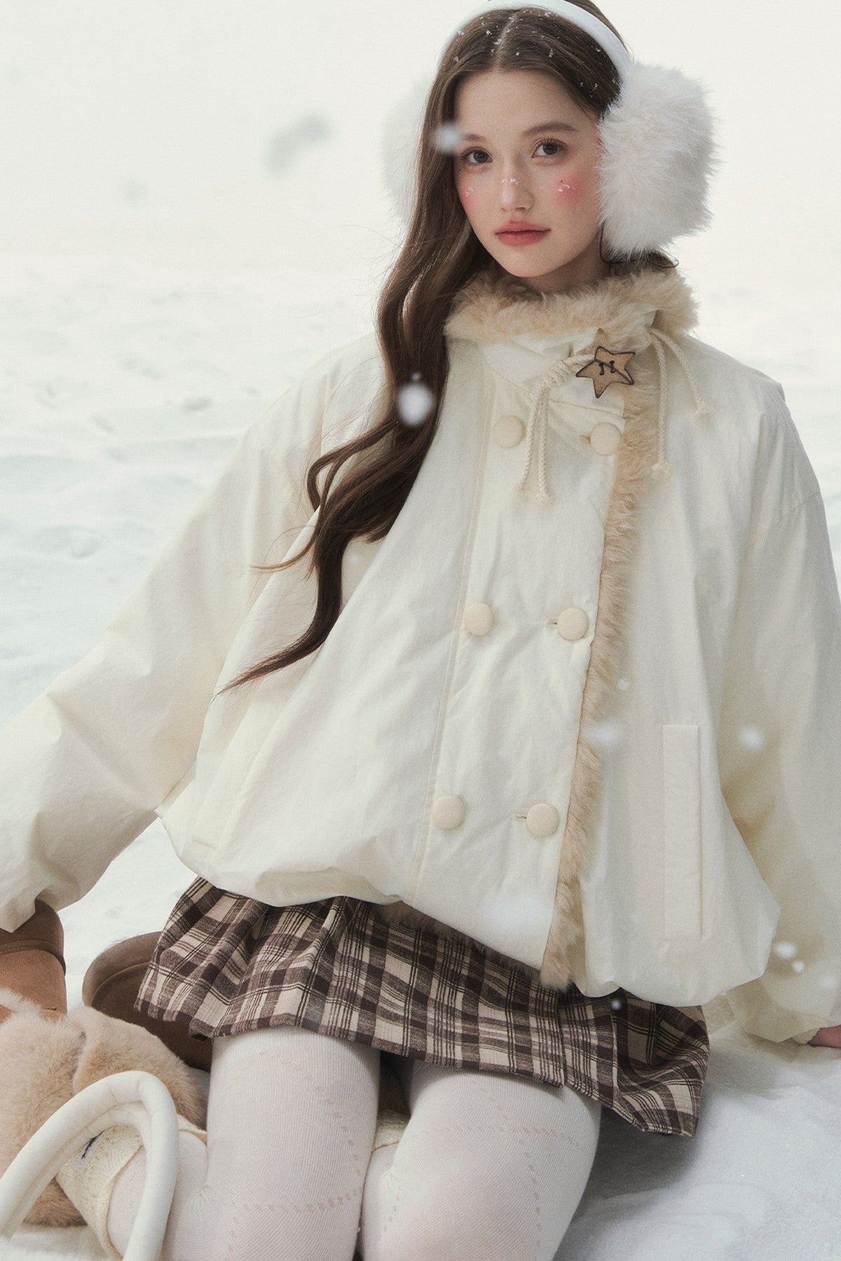 White Birch Double-Breasted Duck Down Jacket