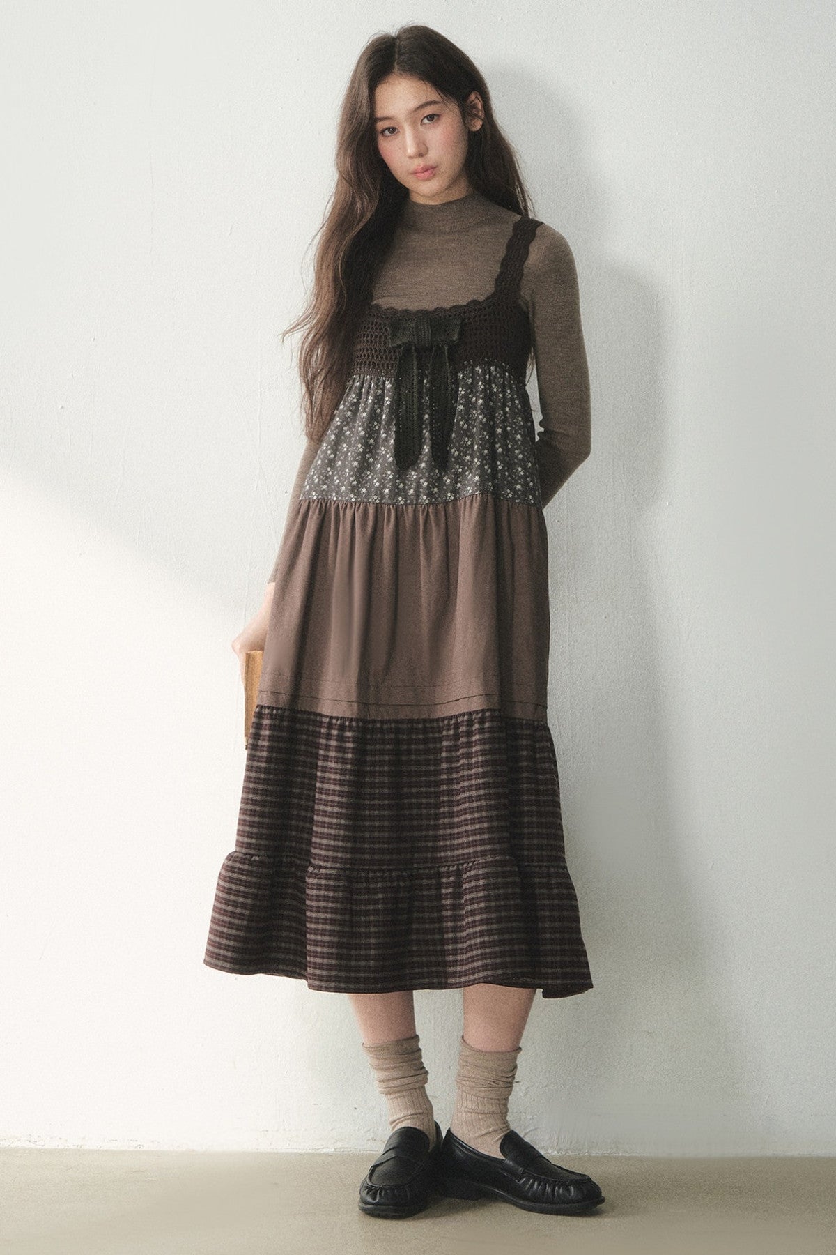 Floral Plaid Patchwork Cake Dress