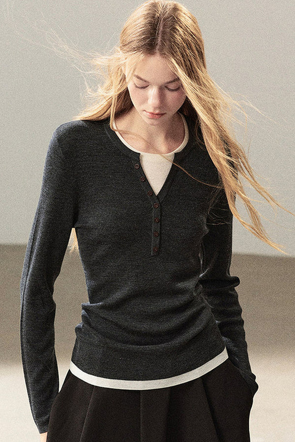 Layered-Look Knit Top Set