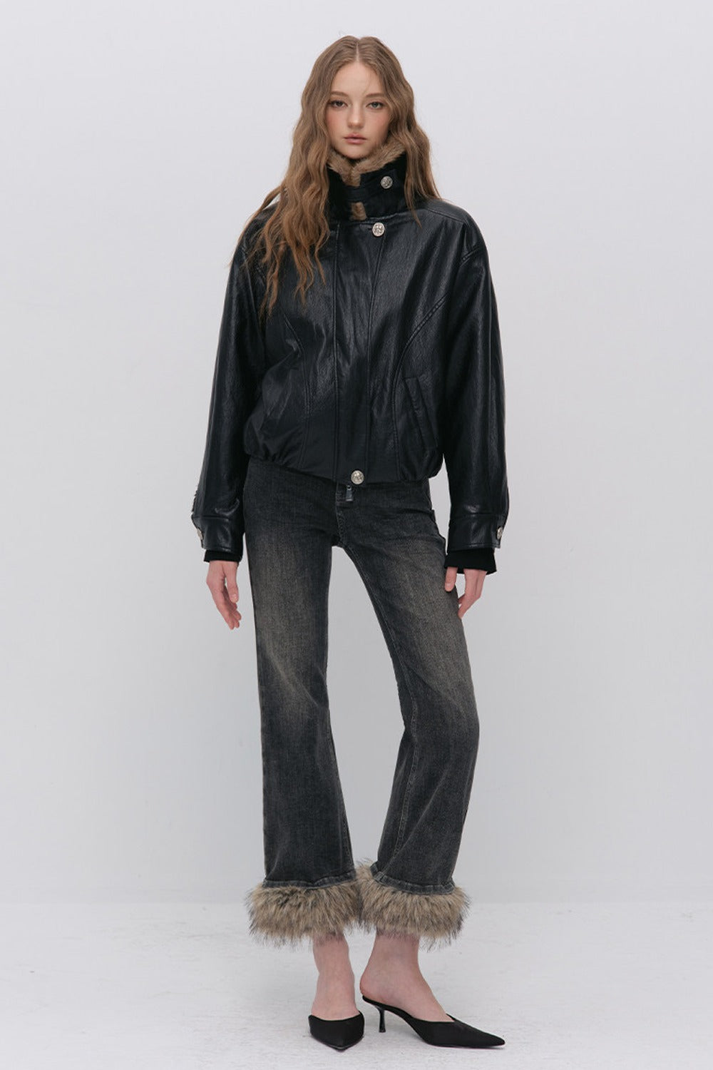 Detachable Frayed Hem Washed Flared Jeans