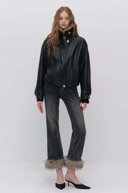 Detachable Frayed Hem Washed Flared Jeans