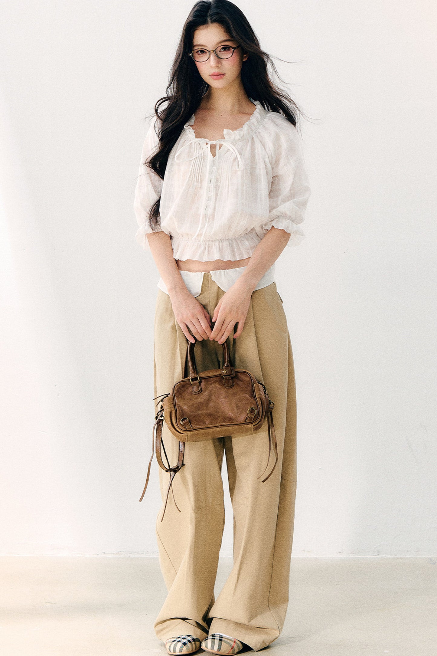 Wave Pleat Chiffon Top