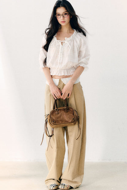 Wave Pleat Chiffon Top