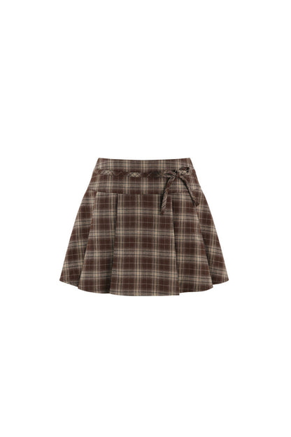 Khaki Doll Collar Pullover Shirt and Skirt Set-Up