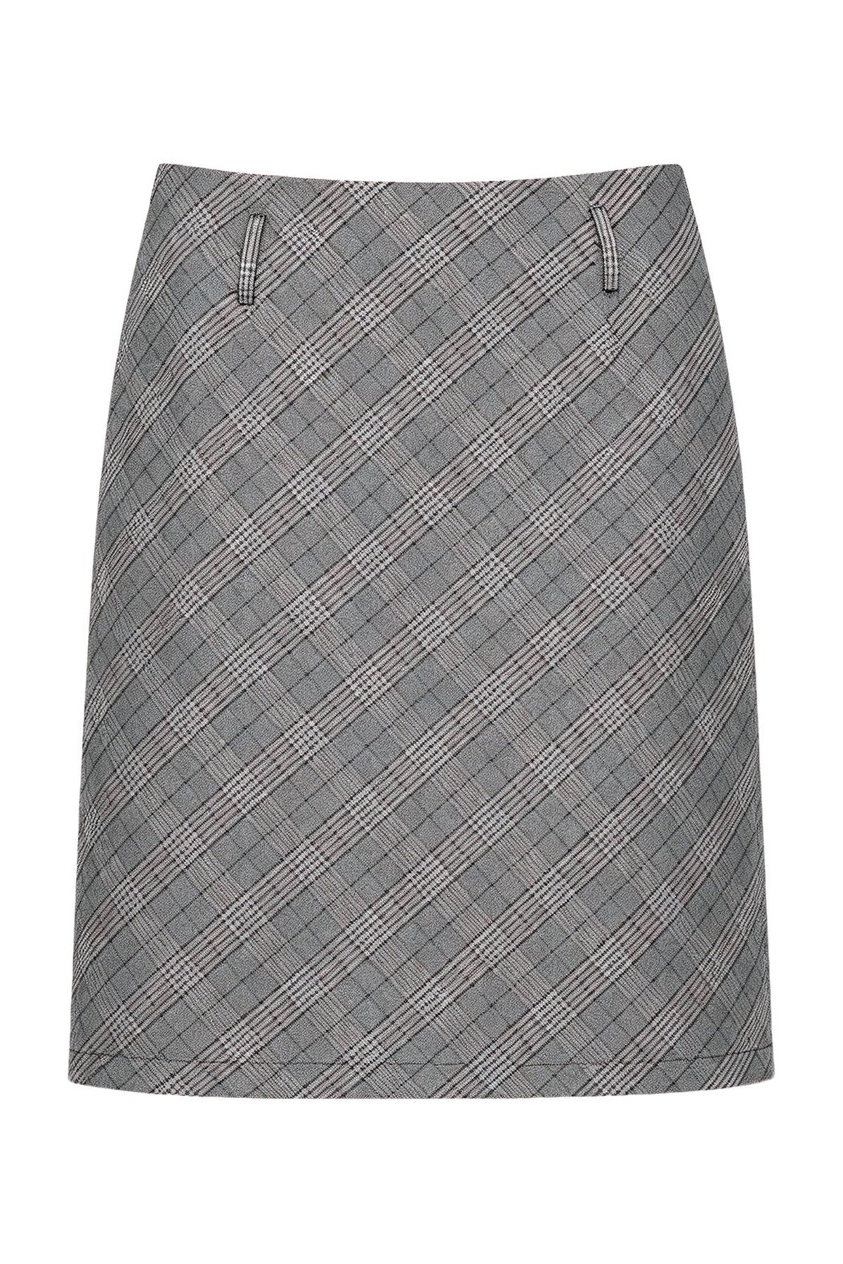 Plaid Ribbon Knit Top and Skirt Set-Up