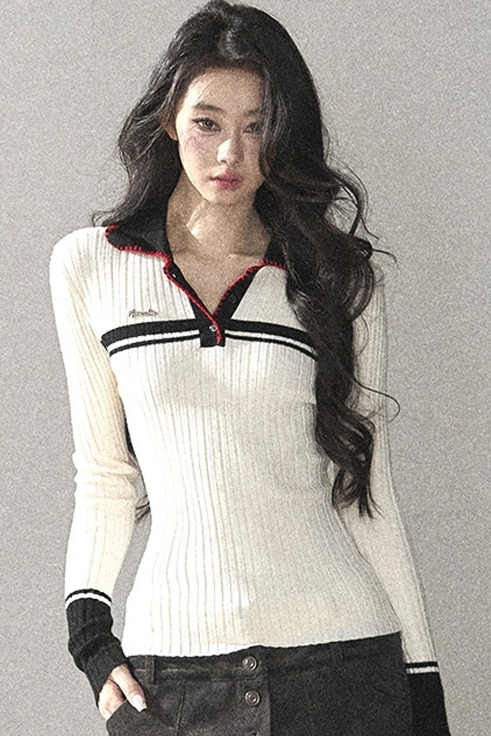 Long Sleeve Knit Polo Shirt