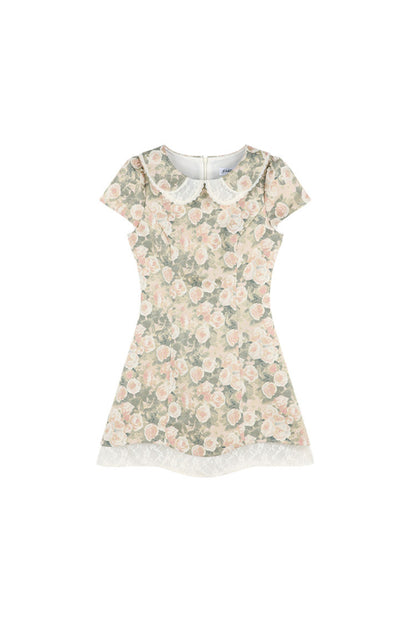 Floral Jacquard Doll Collar Dress
