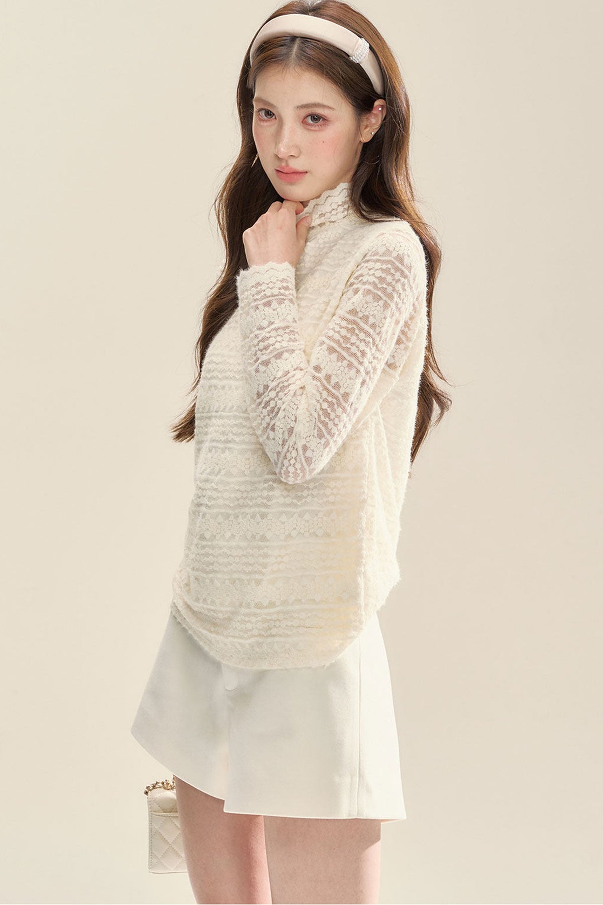 Lace High Neck Blouse