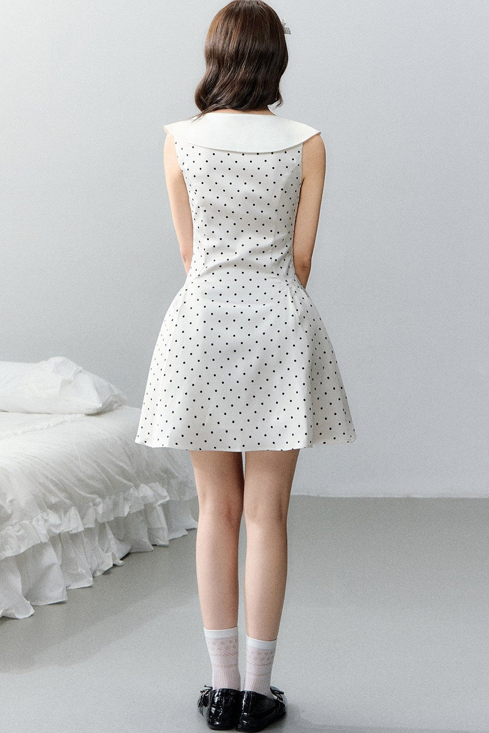 Pink Satin Polka Dot Bow Dress