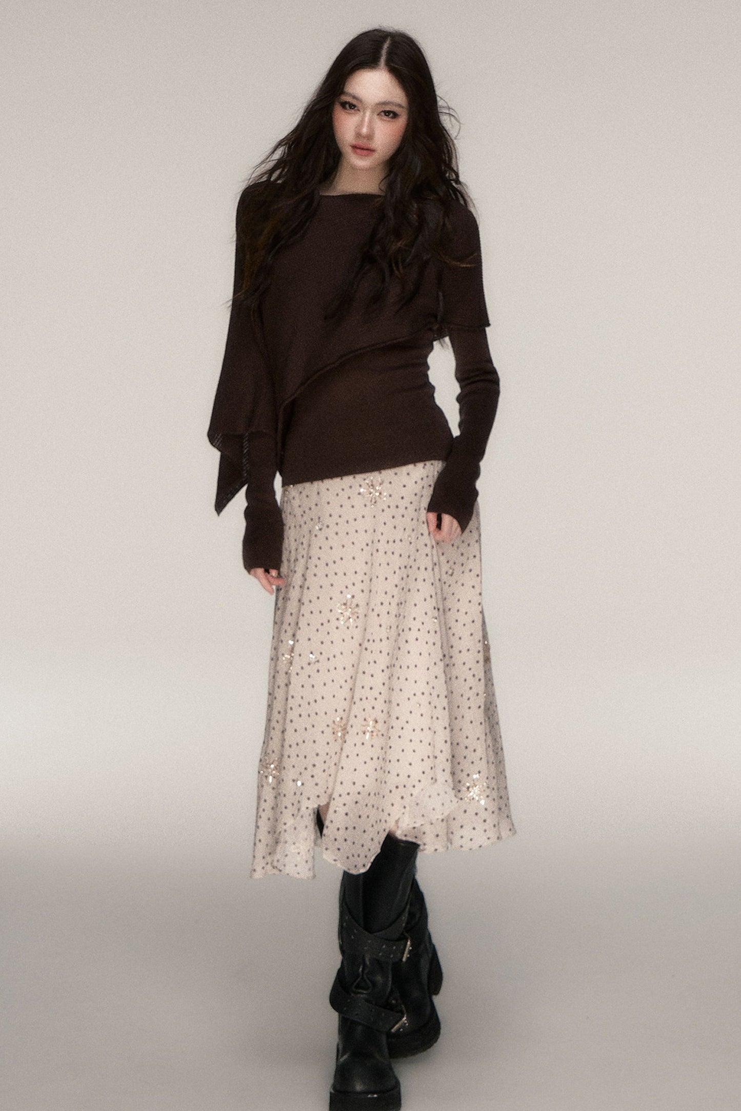 Weiches Windcape-Pullover-Strickoberteil