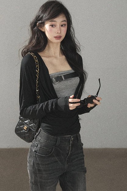 Layered-Look Long Sleeve Top