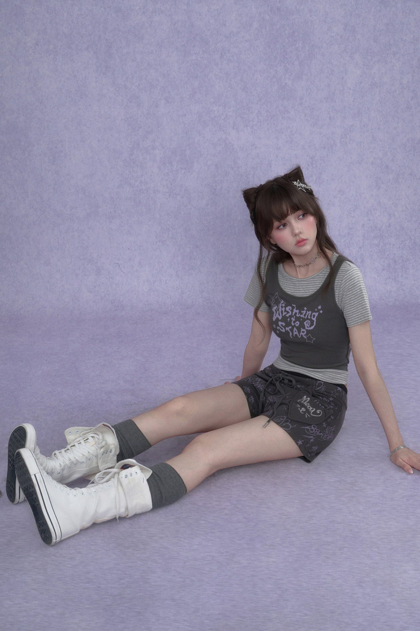 Graffiti Cat Ear Shorts