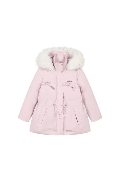 Mid-Length Fur Collar Goose Down Jacket