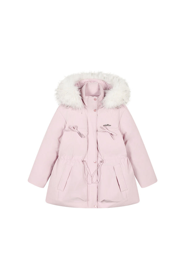 Mid-Length Fur Collar Goose Down Jacket