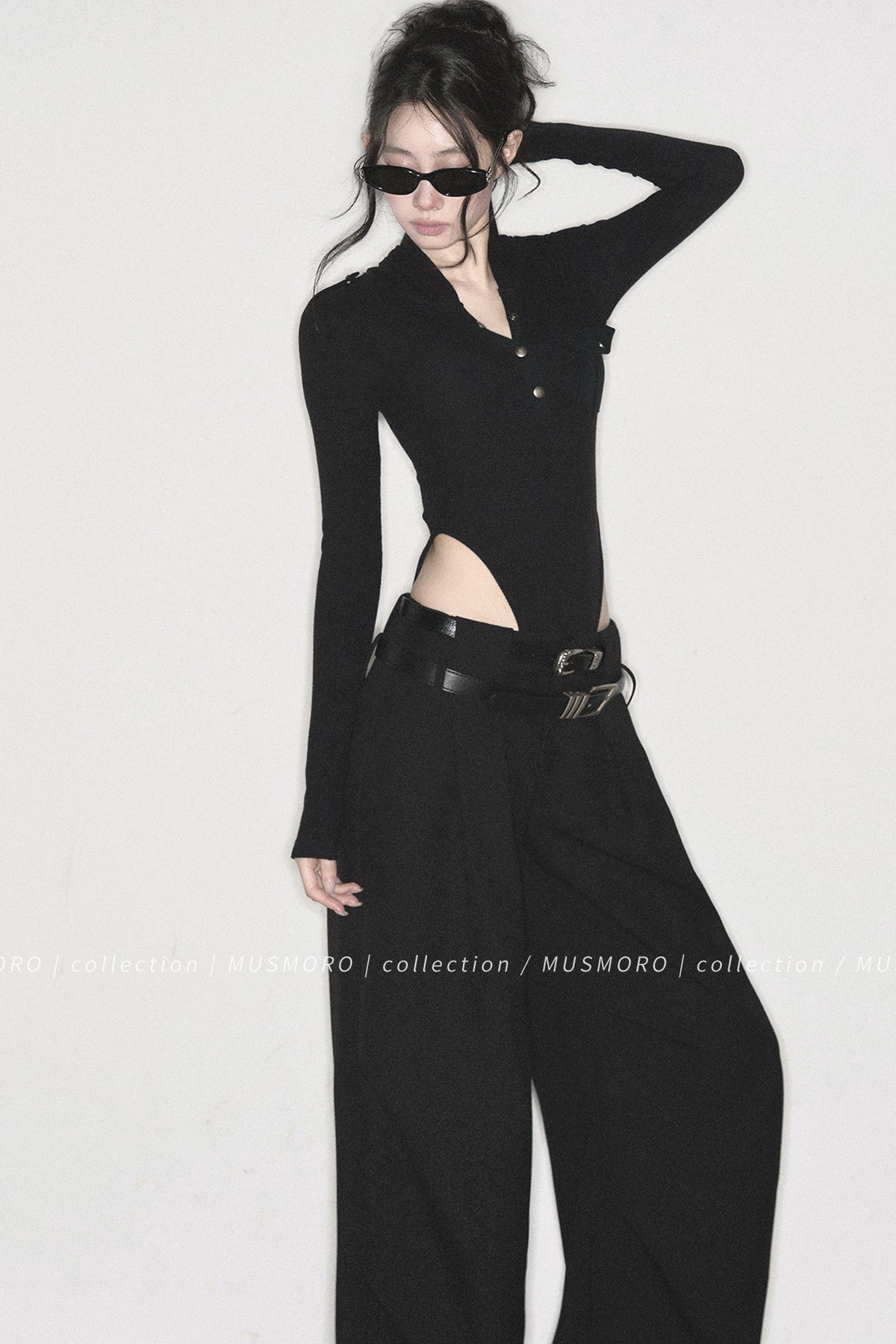 Brushed Ribbed Hooded Cutout Top