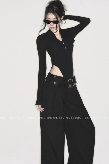 Brushed Ribbed Hooded Cutout Top
