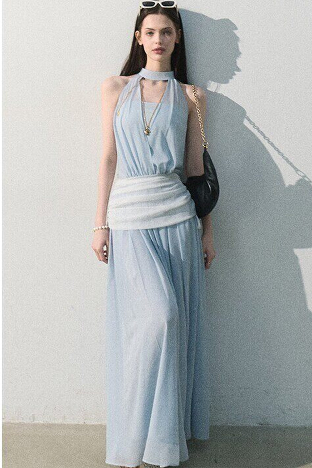 Chiffon Halter Neck Dress