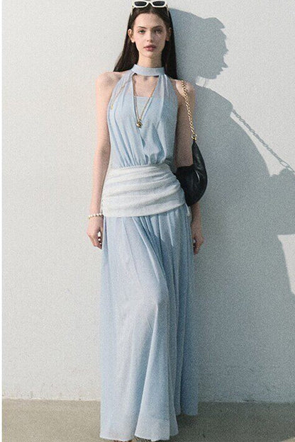 Chiffon Halter Neck Dress