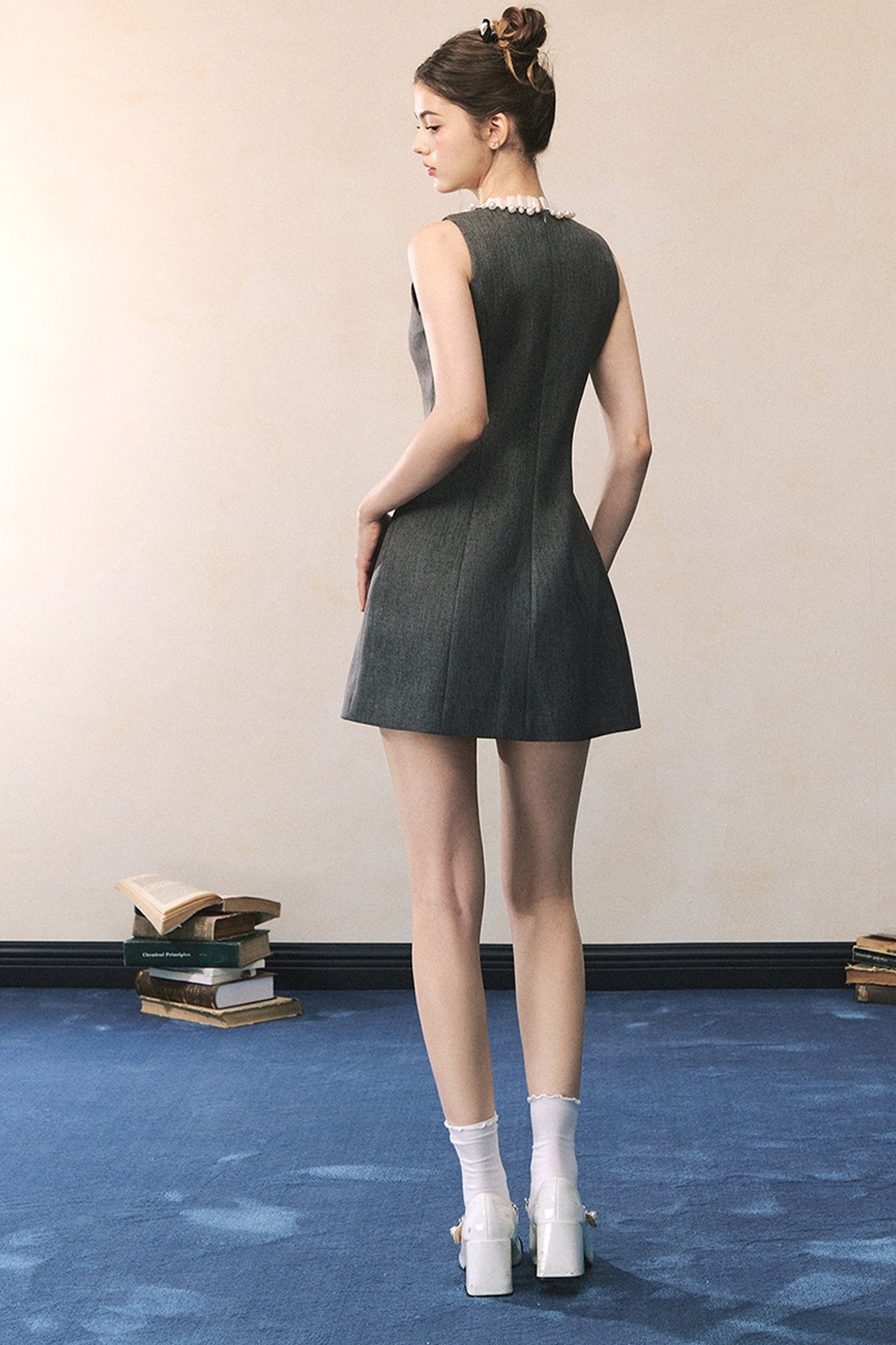 Miu Style Tweed Blazer Sleeveless A-Line Dress Set-Up