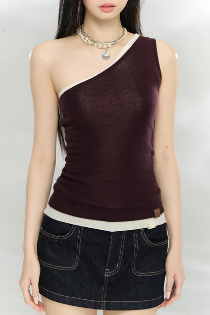 Asymmetrical Knit Summer Vest