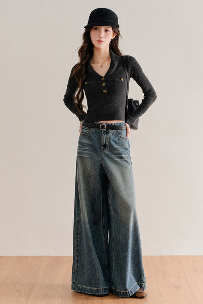 High-Waisted Wide-Leg Jeans