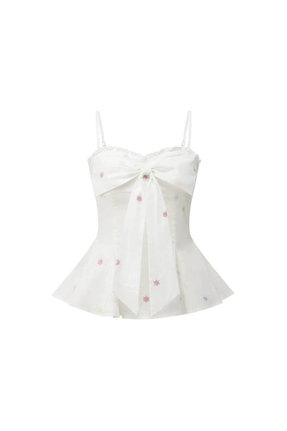 Top camisola de encaje con lazo