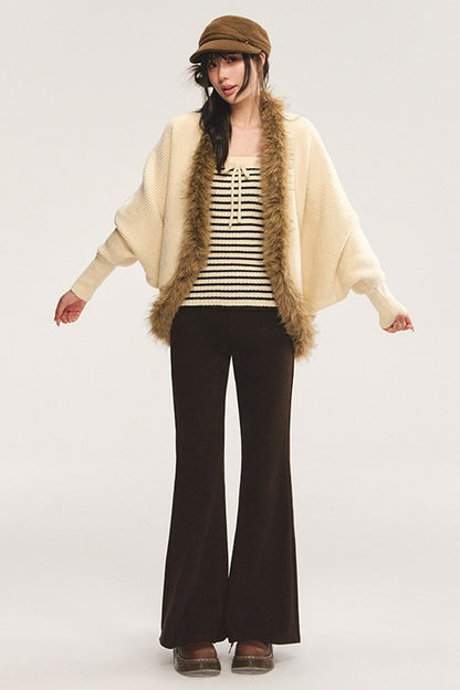 Striped Tube Top and Knit Cardigan Set