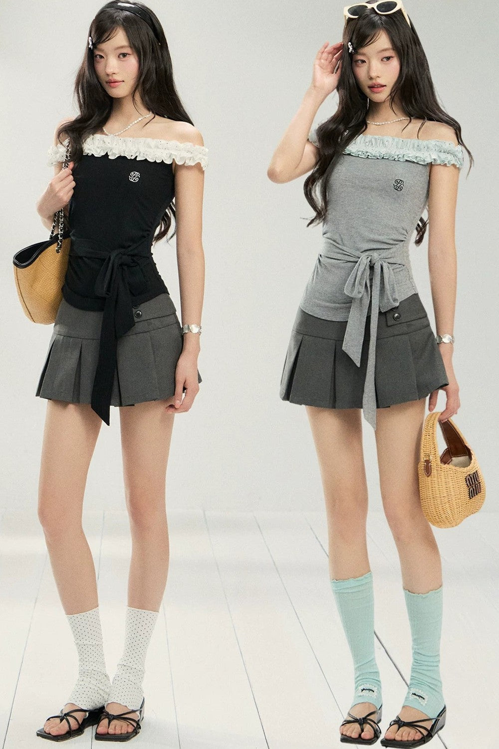 Polka Dot Lace One-Shoulder Top