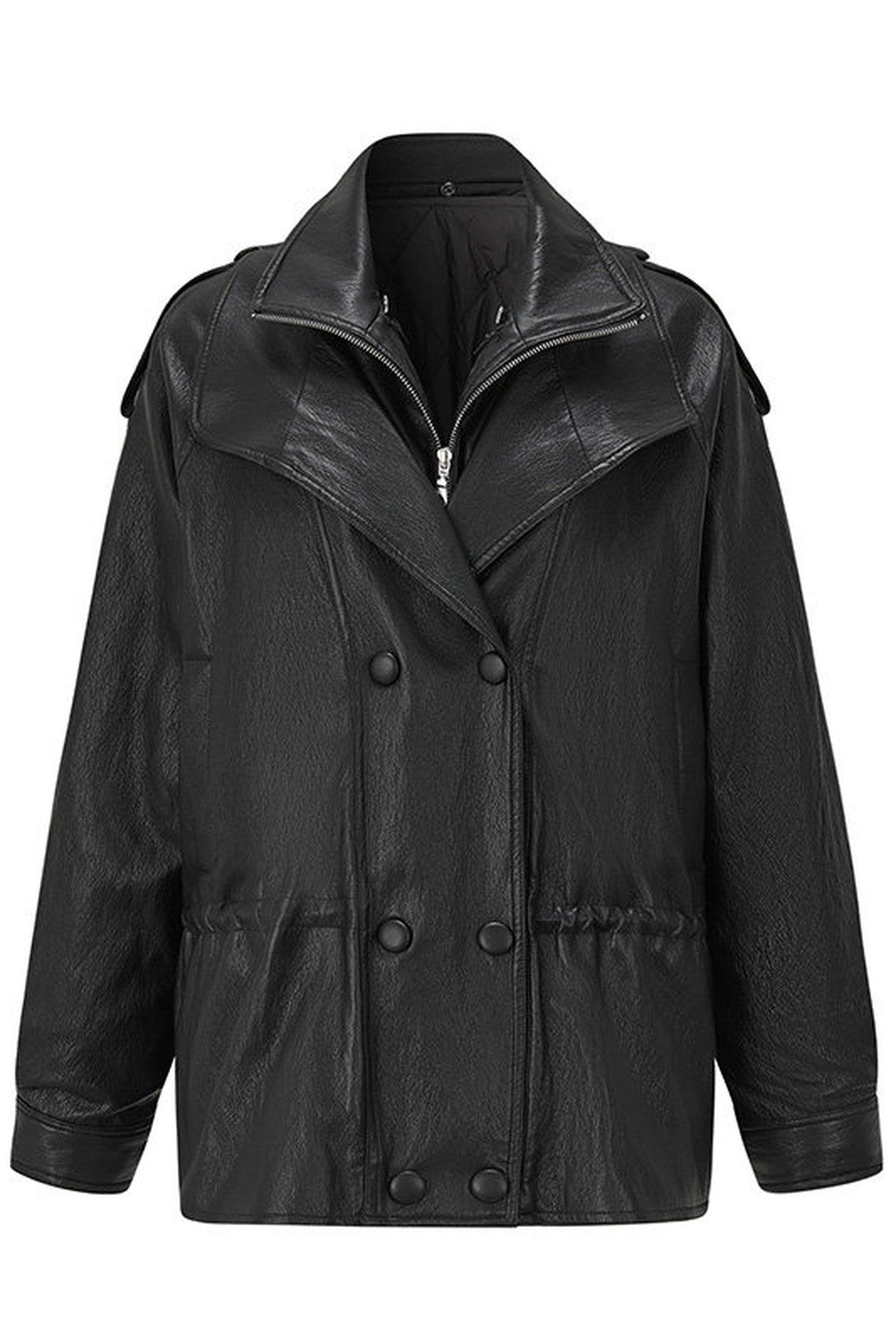 Detachable Down PU Leather Jacket
