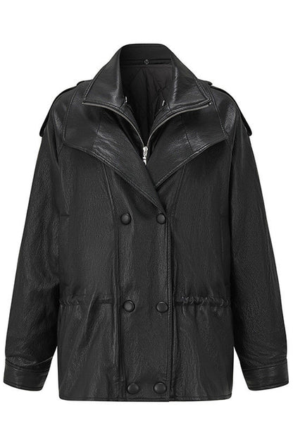Detachable Down PU Leather Jacket