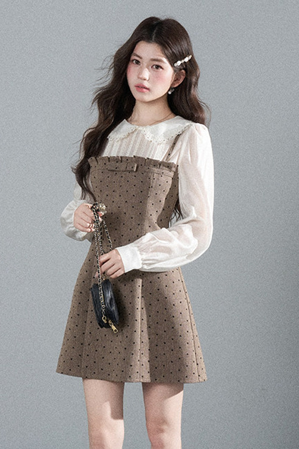 High-Waisted A-Line Polka Dot Dress