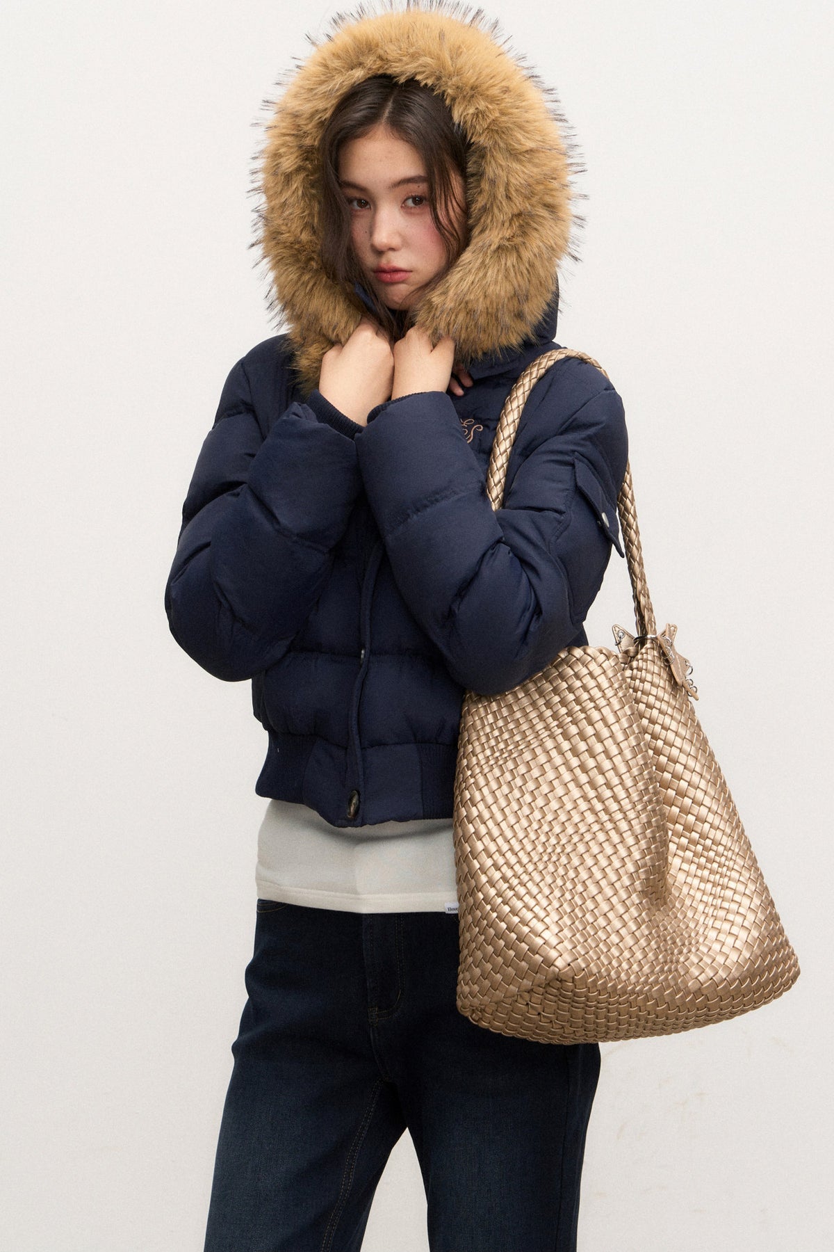 Fur Collar Down Jacket and Pants Set-Up