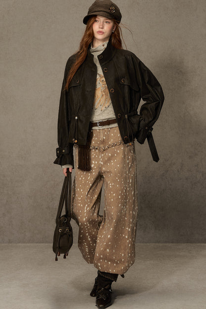 Coffee-Colored Leather Jacket
