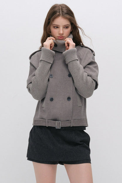 Belted Wool A-Line Skirt