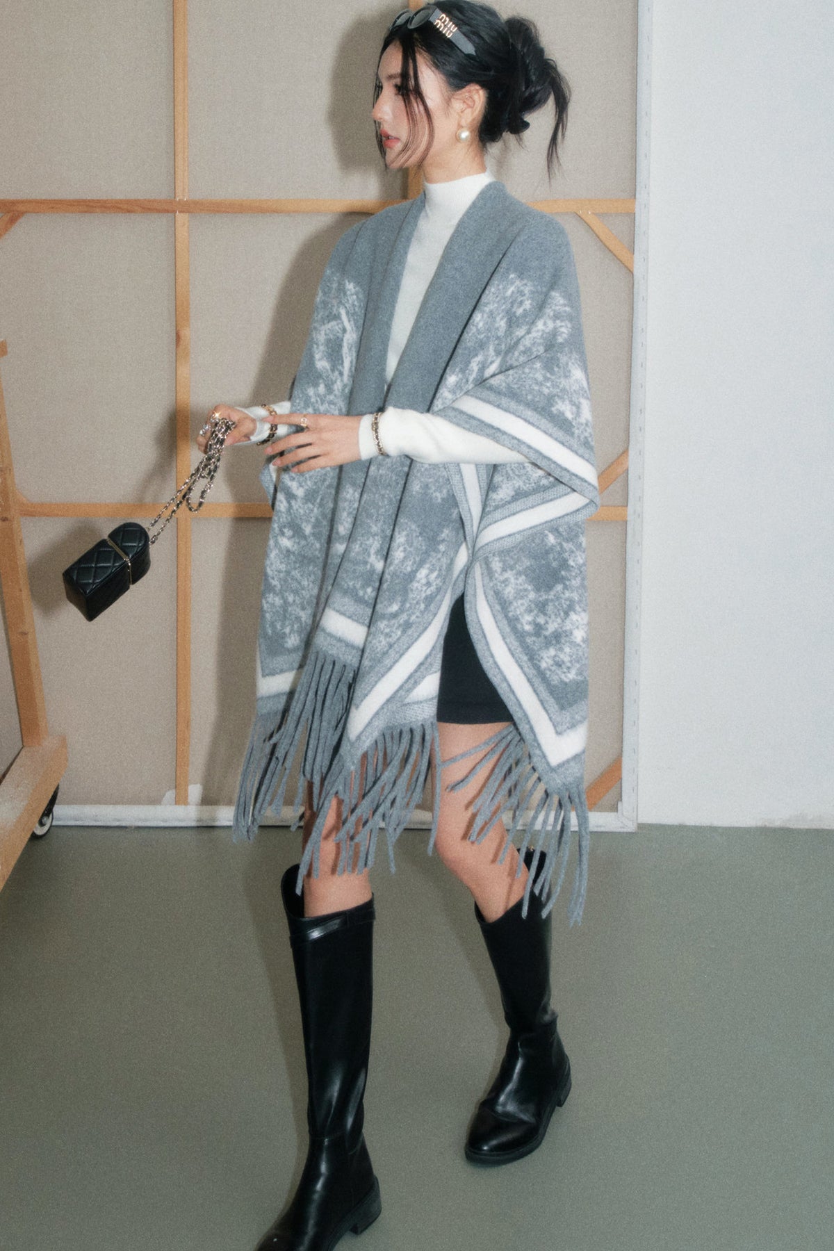 Tassel Smudged Poncho