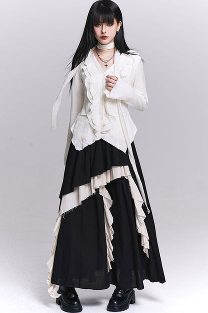 Ghostly Irregular Black Skirt