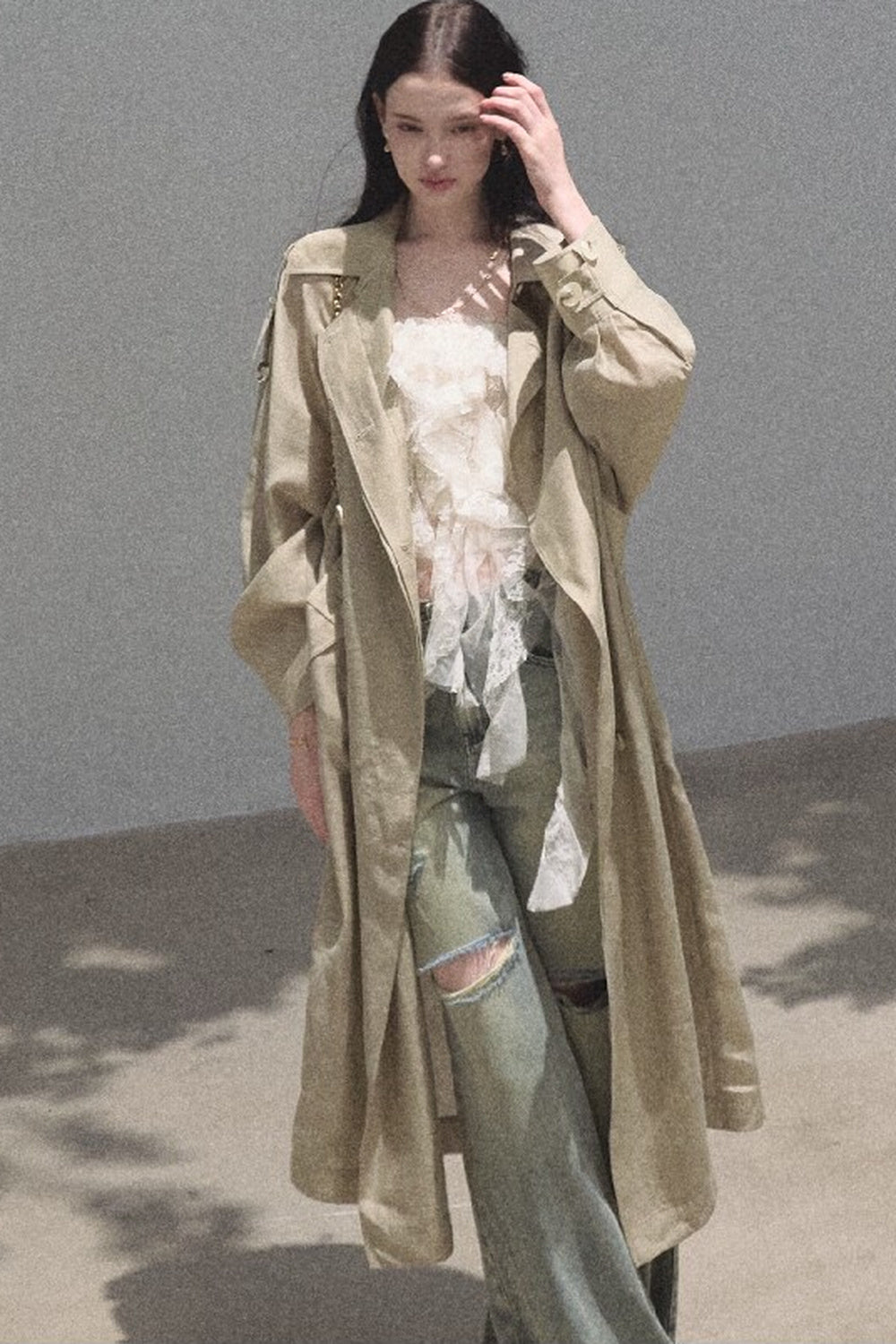 Vintage Distressed Ripped Denim Long Pants