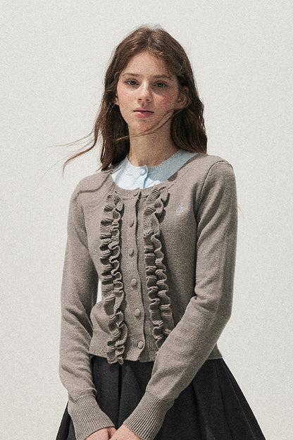 Layered-Look Floral Ruffle Sweater