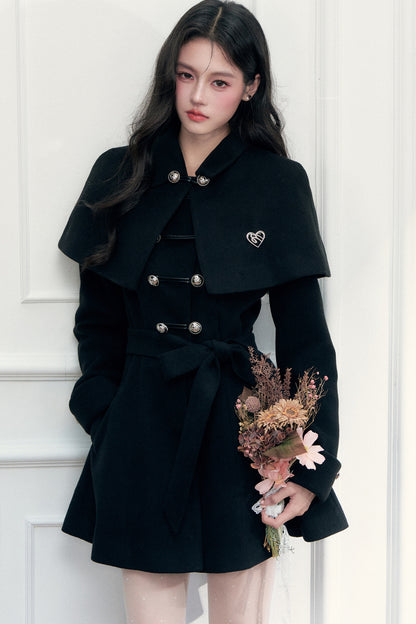 Napoleon Retro Knight-Style Woolen Cape Jacket Set-Up