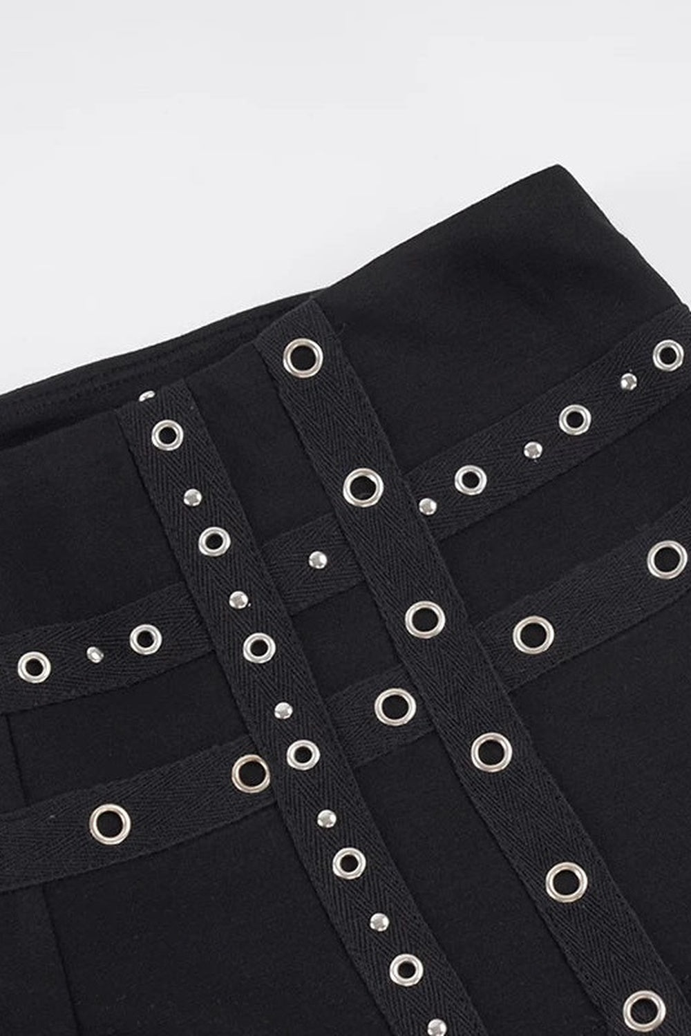 Metal Rivet Cross Strap Low-Waist Shorts