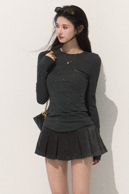 Lyocell High-Waisted Pleated Skirt