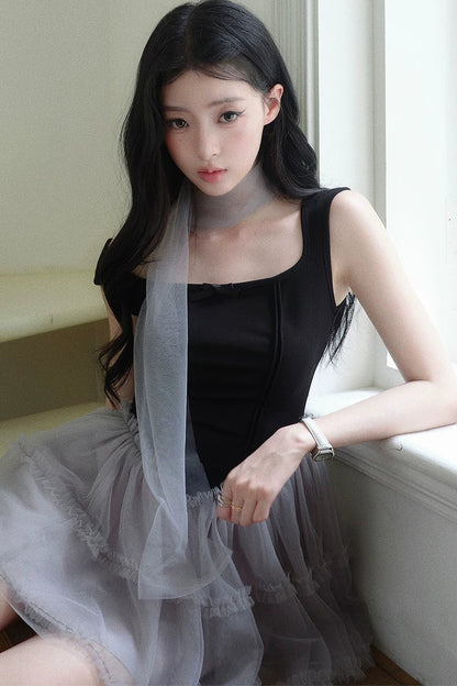 Narcissus Mesh Patchwork Dress