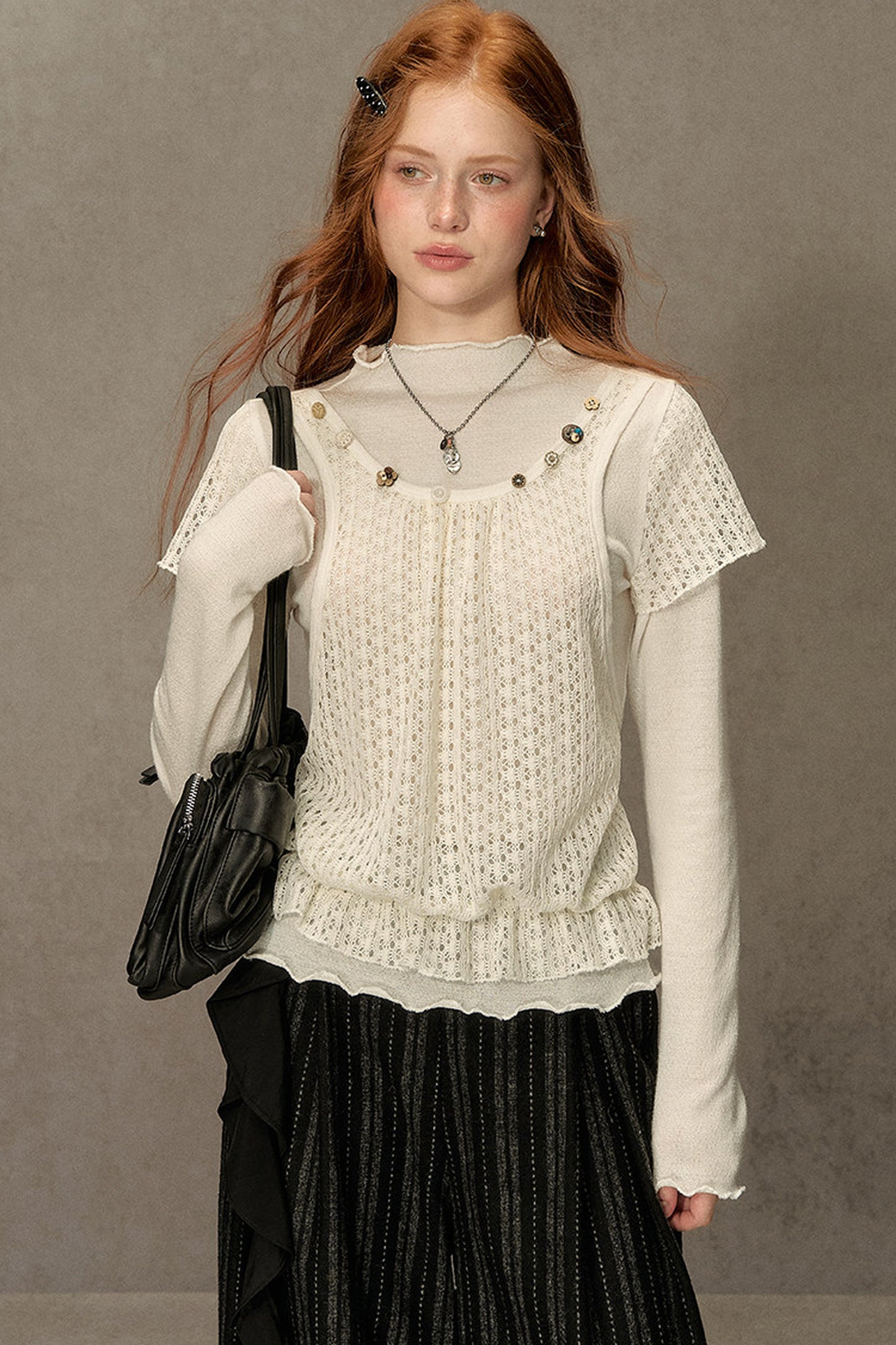 Hollow-Out Knit Sweater
