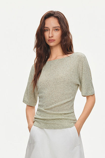 Raglan-Fledermausärmel-Strickoberteil