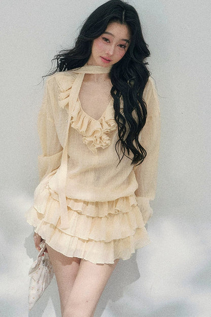 Set estivo elegante con abito arricciato