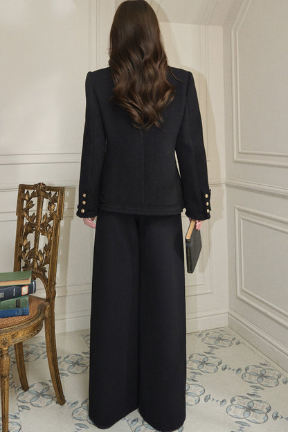 Pleated Wide-Leg Tencel Wool Pants