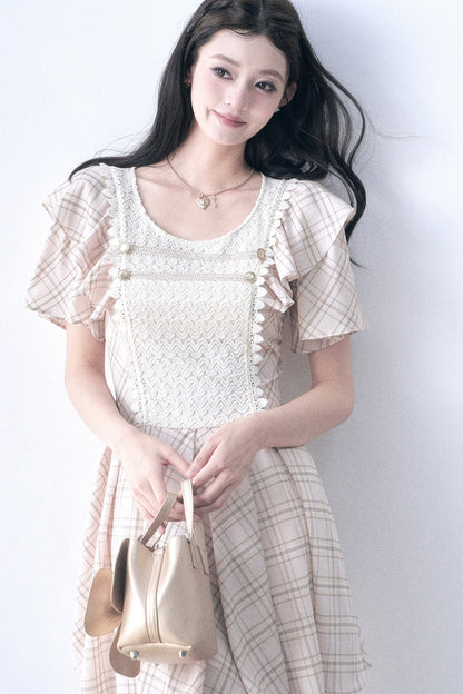 Retro Knit Plaid Dress